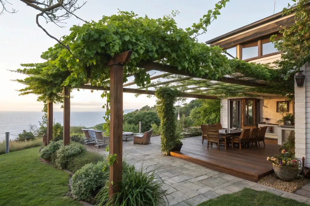 Pergola shade structure backyard landscaping Central Coast NSW